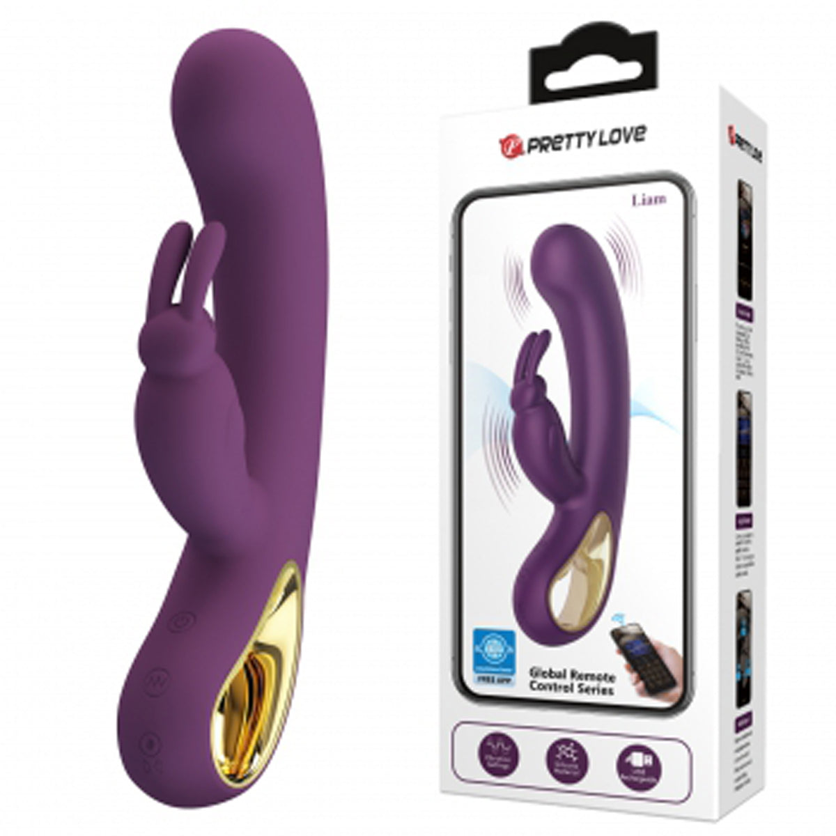 Liam Global App Control Rabbit  Vibrator - Purple