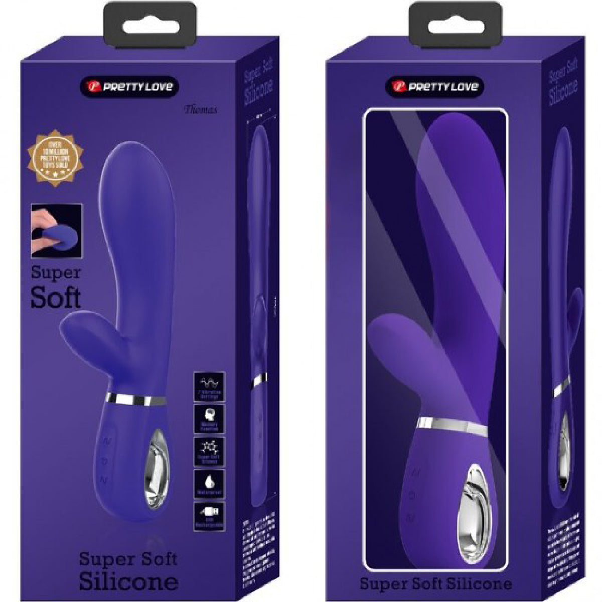 Thomas Super Soft Silicone Rabbit Vibrator - Purple