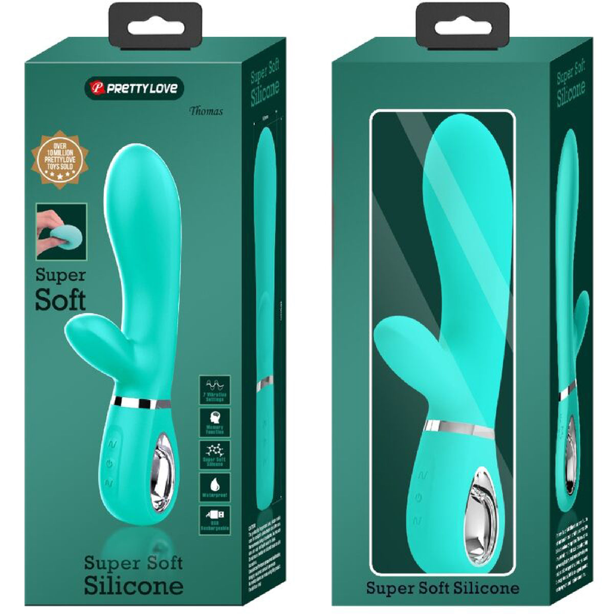 Thomas Super Soft Silicone Rabbit Vibrator - Turquoise