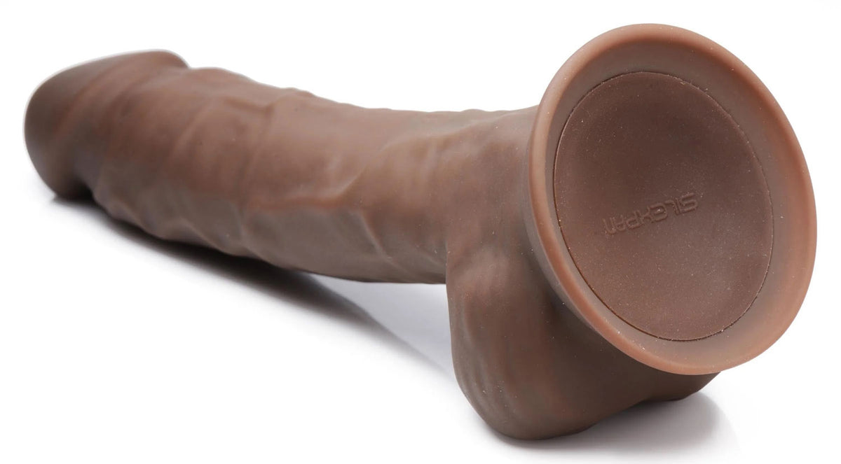 Fleshstixxx 8&quot; Vibrating Silicone Dildo With Balls Brown