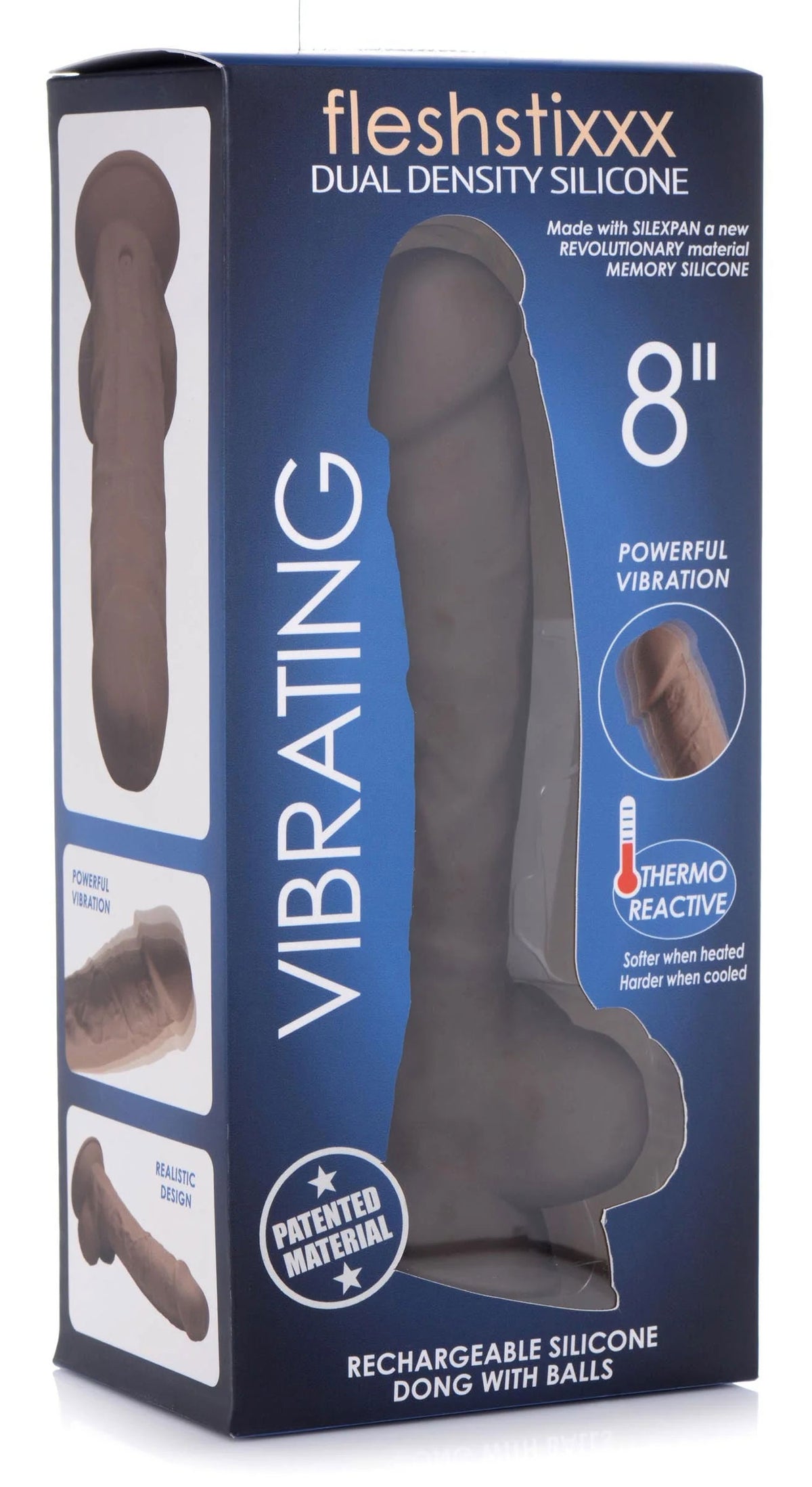 Fleshstixxx 8&quot; Vibrating Silicone Dildo With Balls Brown