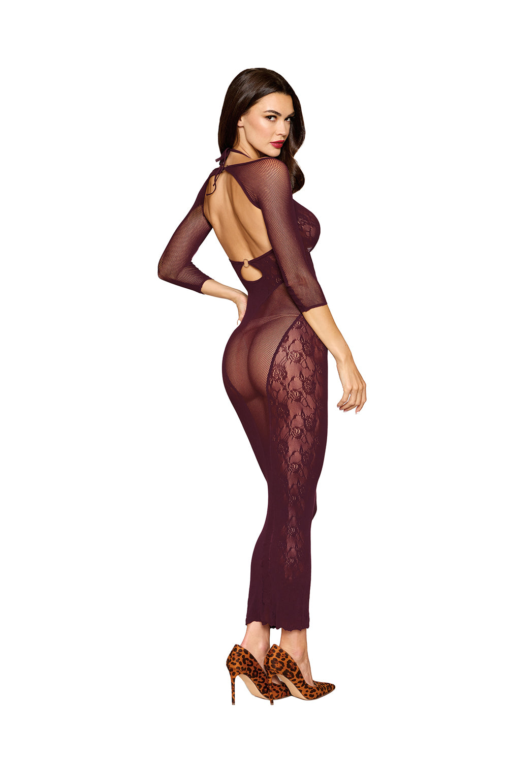 Bodystocking Gown and Shrug Dmnd - One Size - Cherry Lacquer