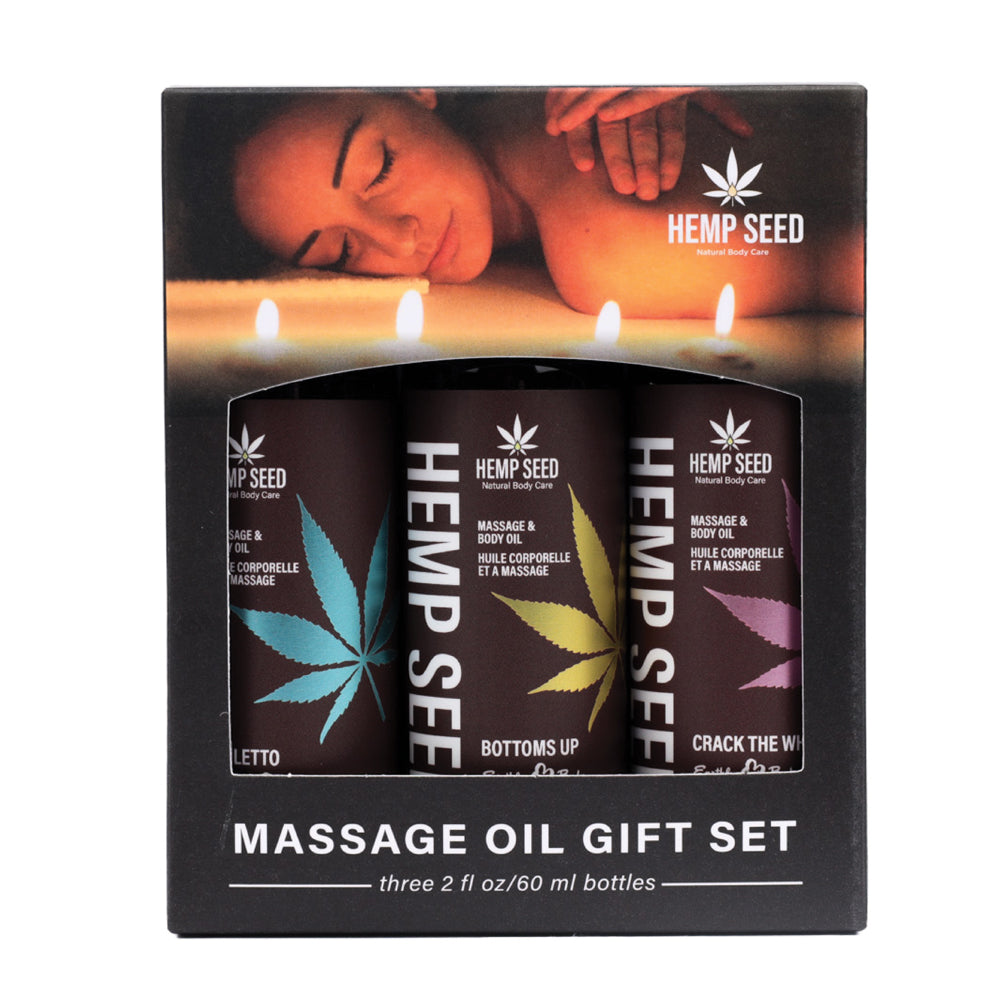 Hemp Seed Massage Oil Valentine Gift Set - 3 Pack - 2oz Bottles Default Title