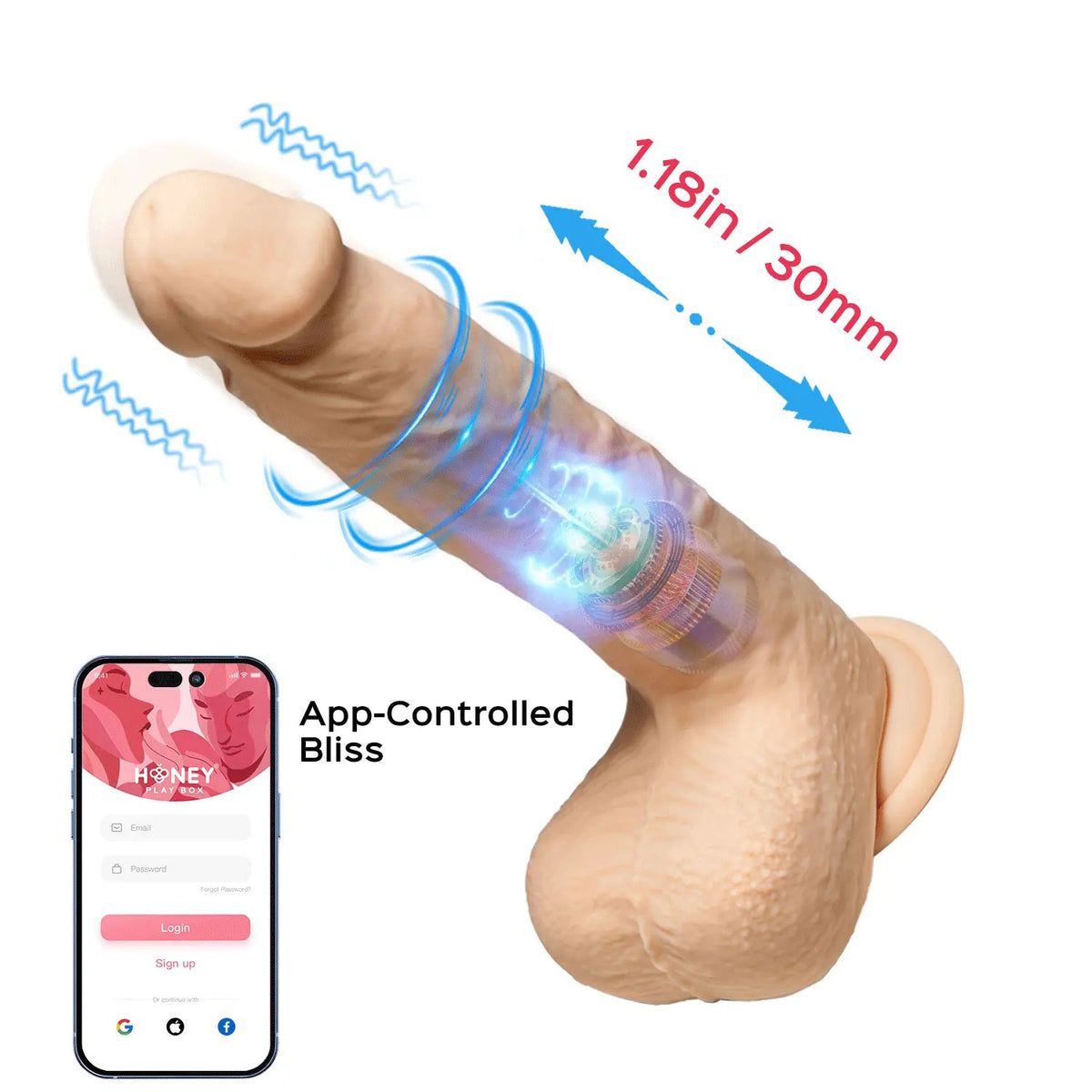 Luis-App Controlled 8.5&quot; Real Thrusting Dildo With Clit Licker