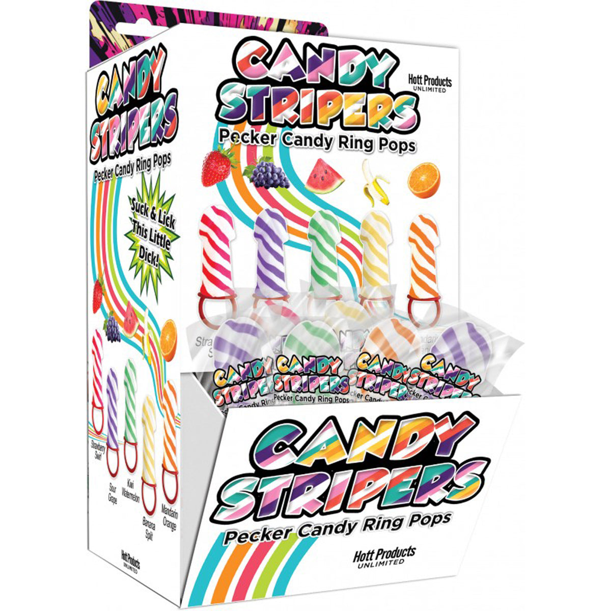 Candy Stripers Pecker Candy Ring Pop 36pc Display - 5 Assorted Flavors Default Title