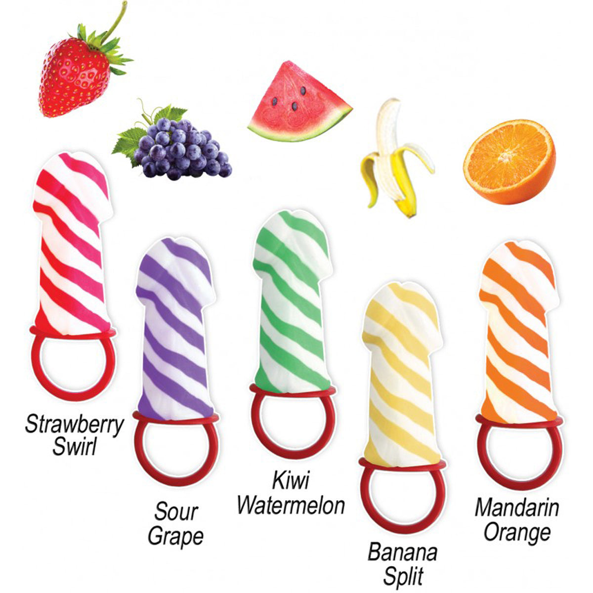 Candy Stripers Pecker Candy Ring Pop 36pc Display - 5 Assorted Flavors