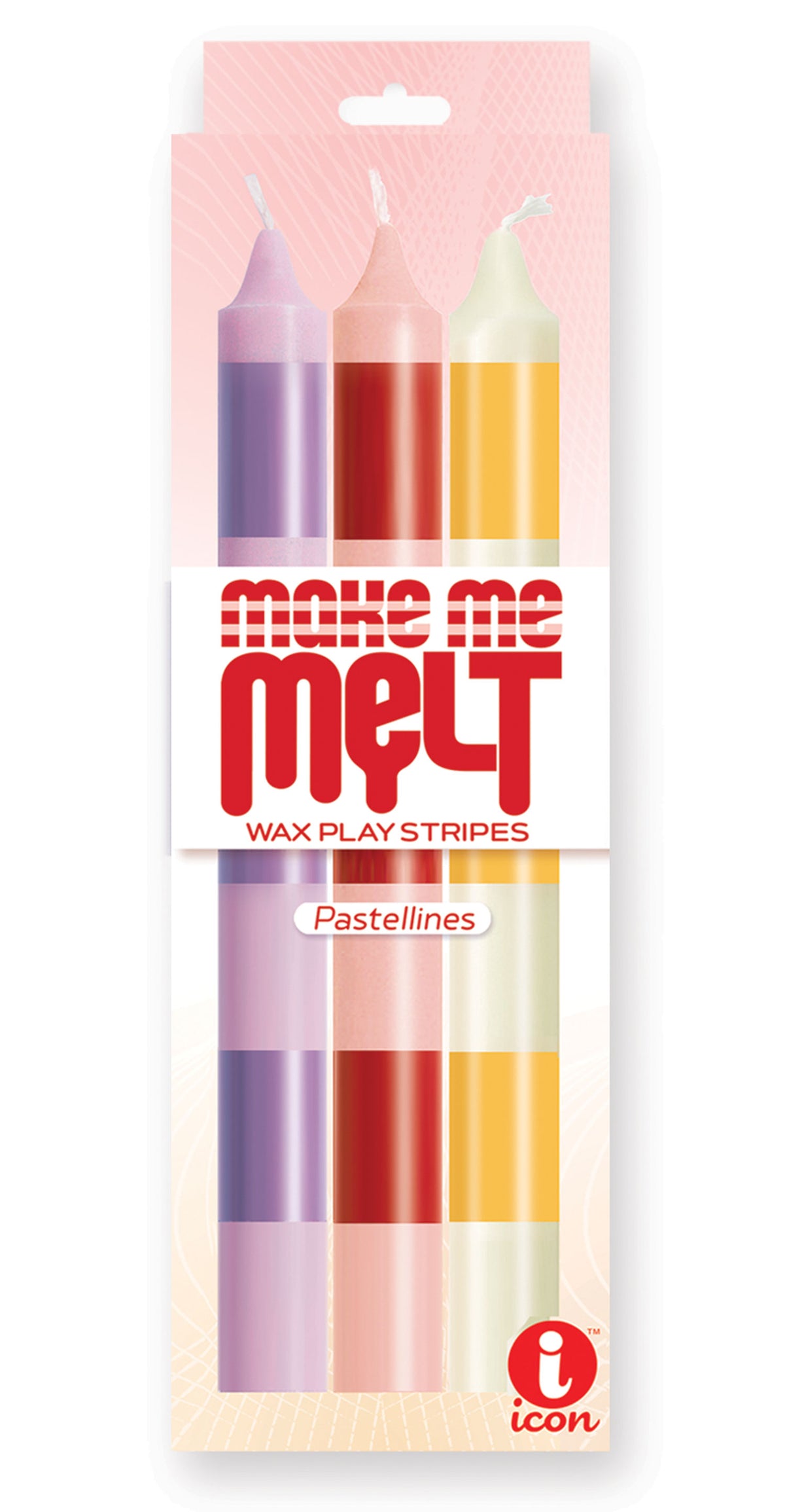 The 9&#39;s Make Me Melt Sensual Warm Drip Candles 3pk Stripes Pastellines