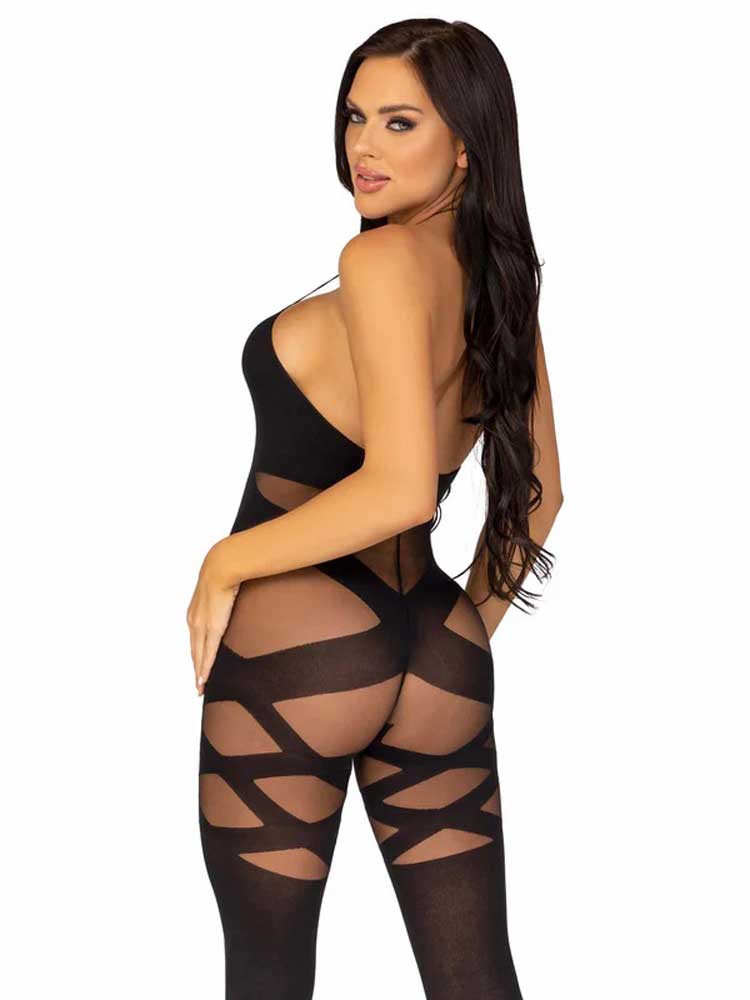 feels like love opaque bodystocking one size black