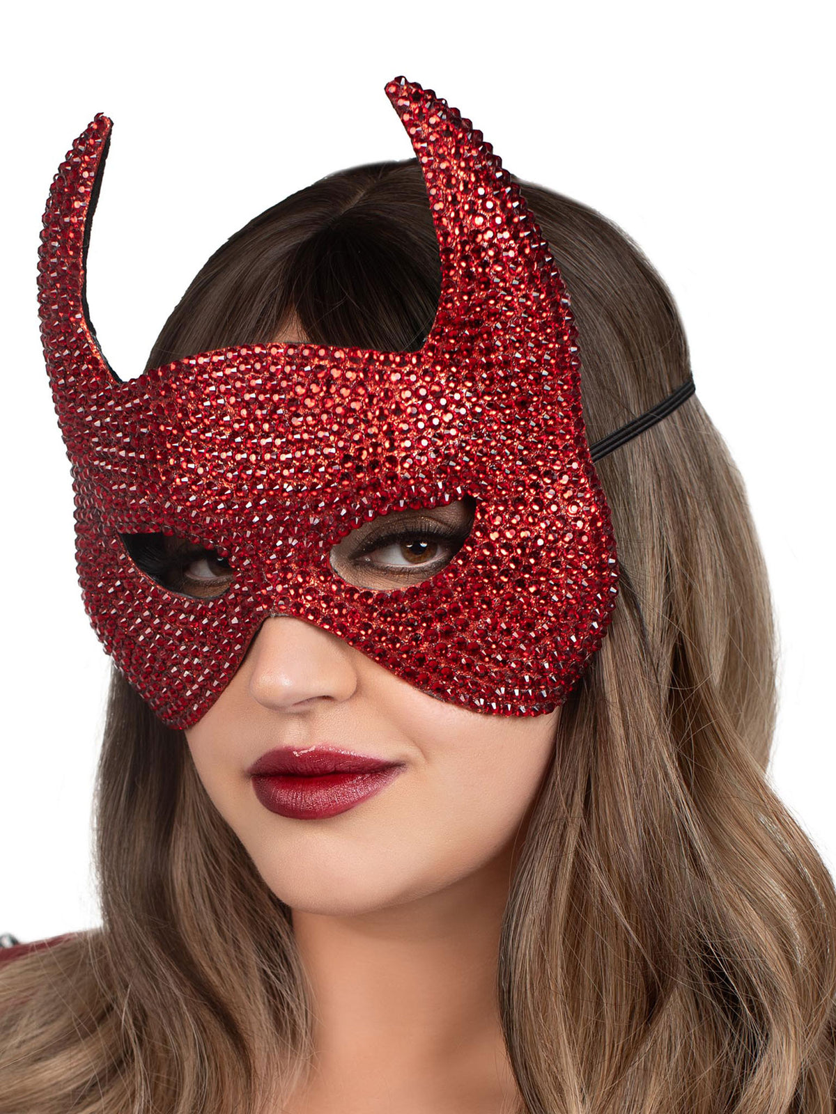 Rhinestone Devil Mask - One Size - Red Default Title