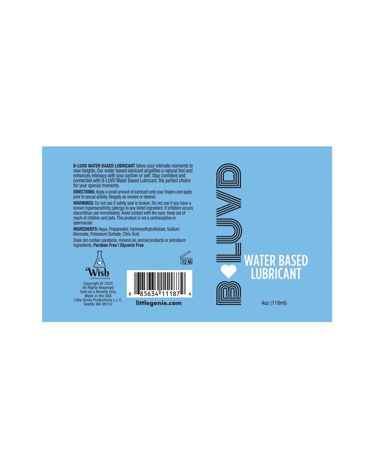 B-Luvd Water-Based Lubricant 4oz