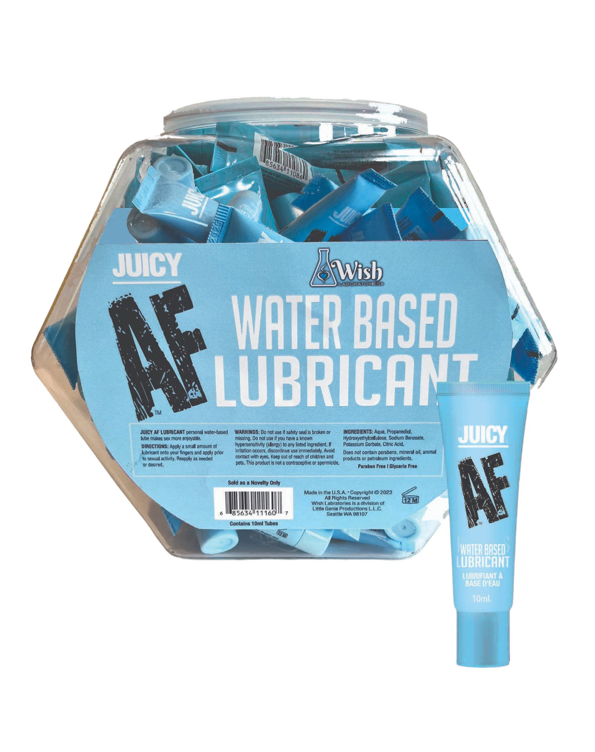 Juicy Af Water Based Lubricant - 10 ml - Pop Display of 65