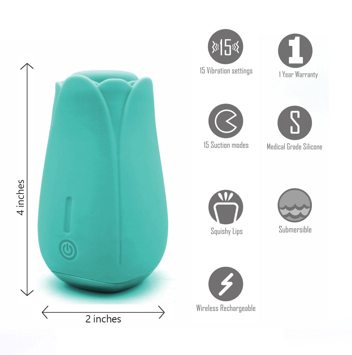 tulip pro 15 function suction vibe with wireless charging teal blue