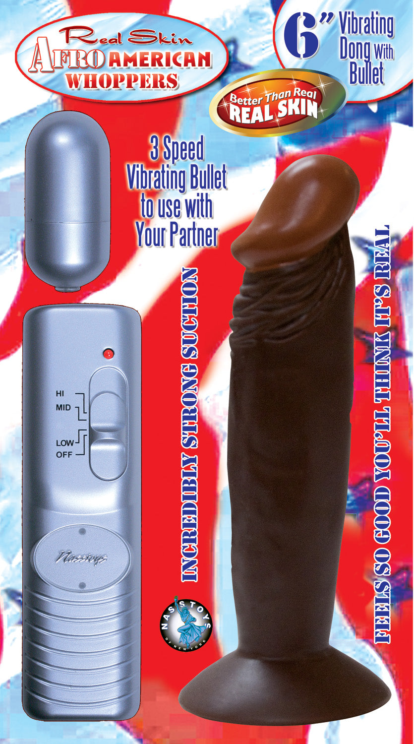 Afro American Whoppers 6 Inch Vibrating Dong With Bullet - Brown Default Title