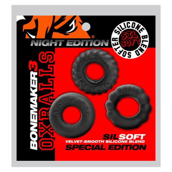 Bonemark 3-Pack Boner Cockring Kit - Black