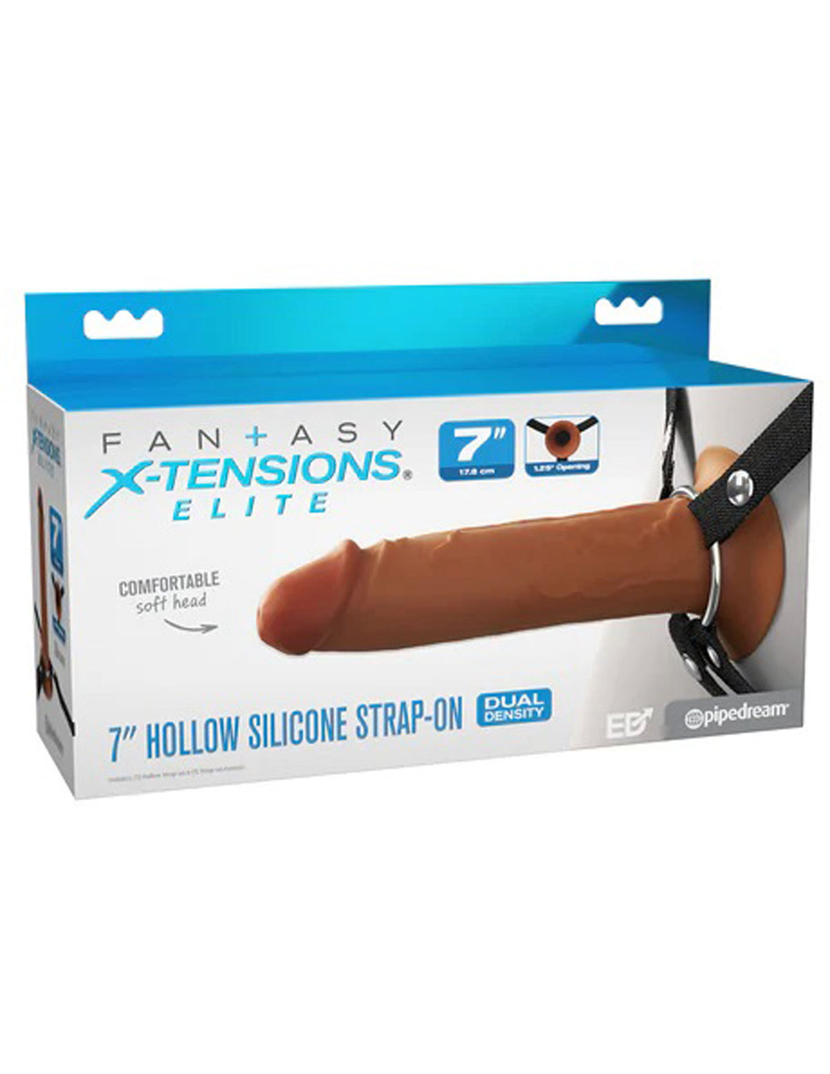 Fantasy X-Tensions Elite 7&quot; Silicone Hollow Strap Dual Density - Brown