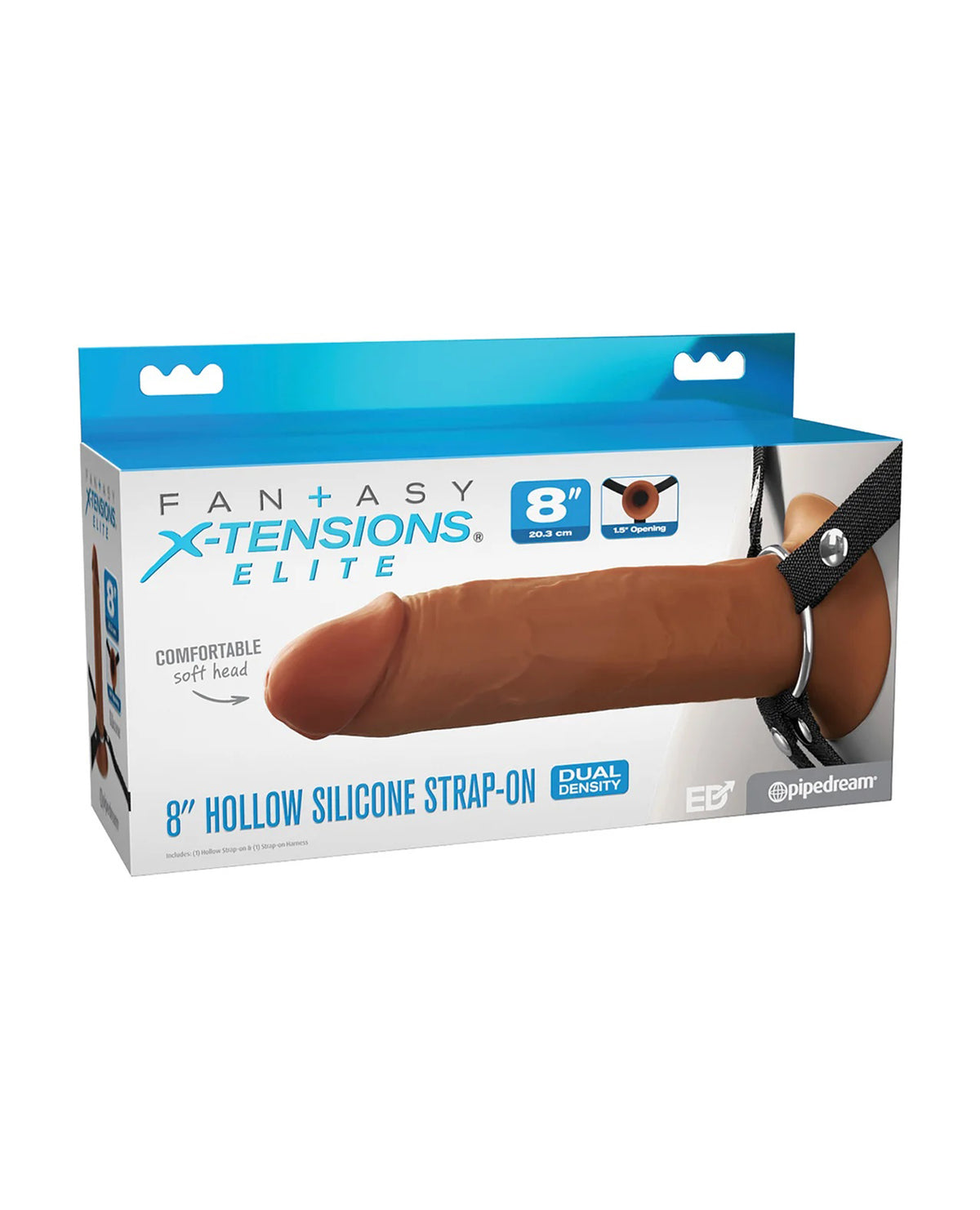 Fantasy X-Tensions Elite 8&quot; Silicone  Hollow Strap Dual Density - Brown