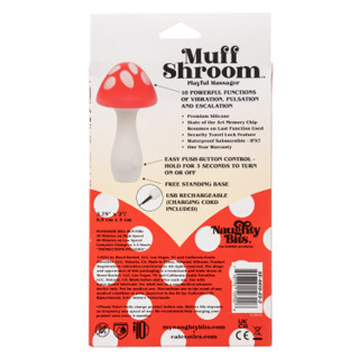 Naughty Bits Muff Shroom Playful Massager - Red