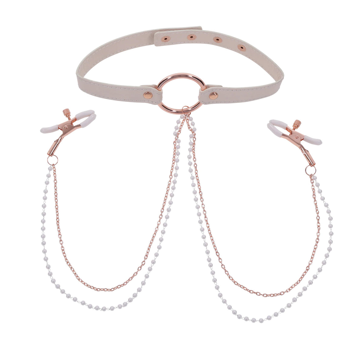 Peaches ‘N Creame Collar With Nipple Clamps - Pink