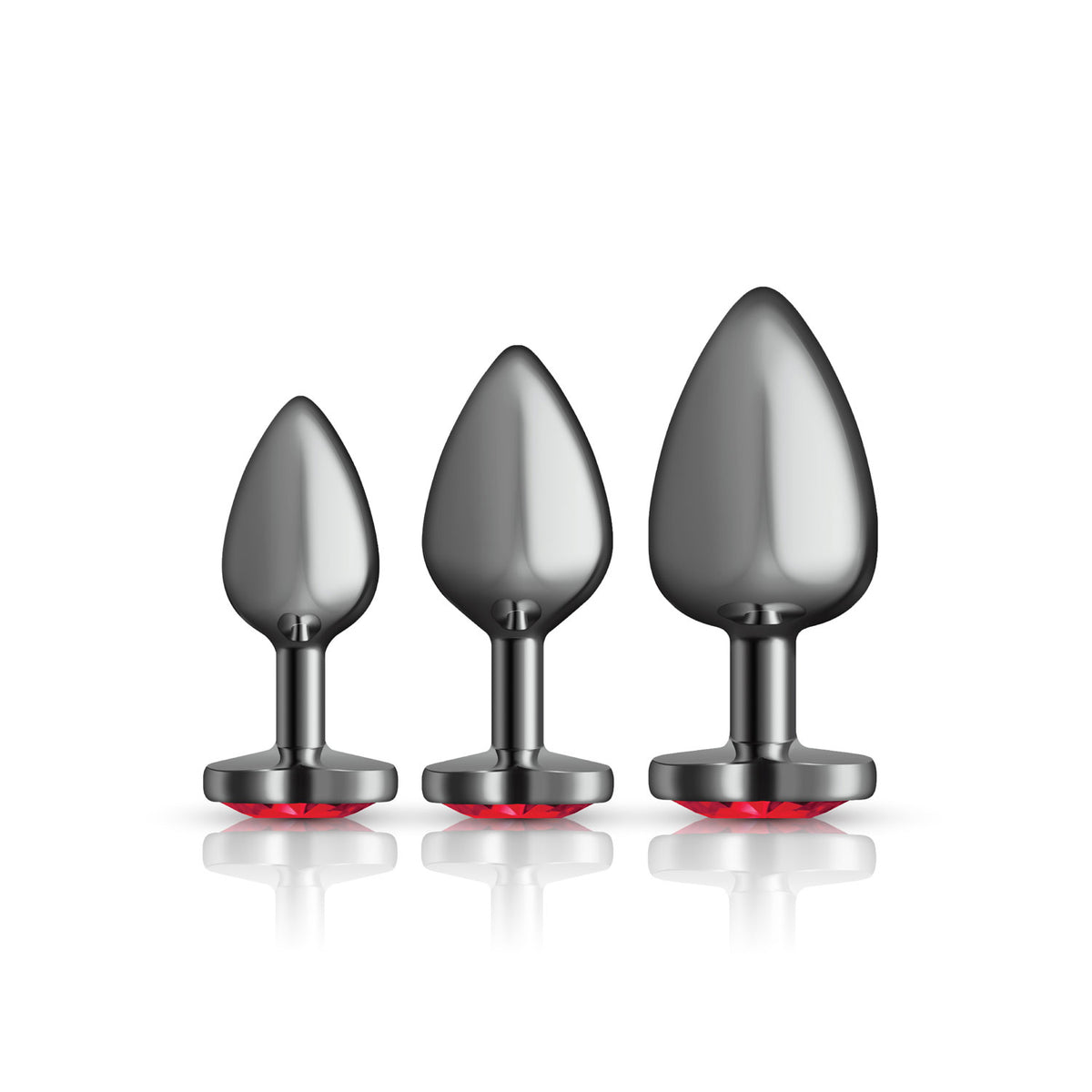 Presale Only - Cheeky Charms - Metal Butt Plug Gunmetal - Heart Dark Red - Anal Trainer Kit Default Title