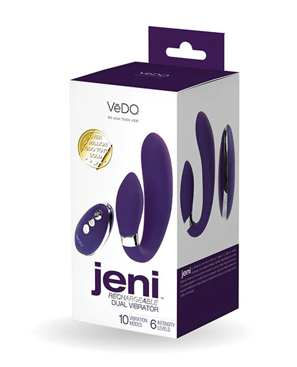 Jeni C-Shaped Dual Motor Vibe With Remote - Purple