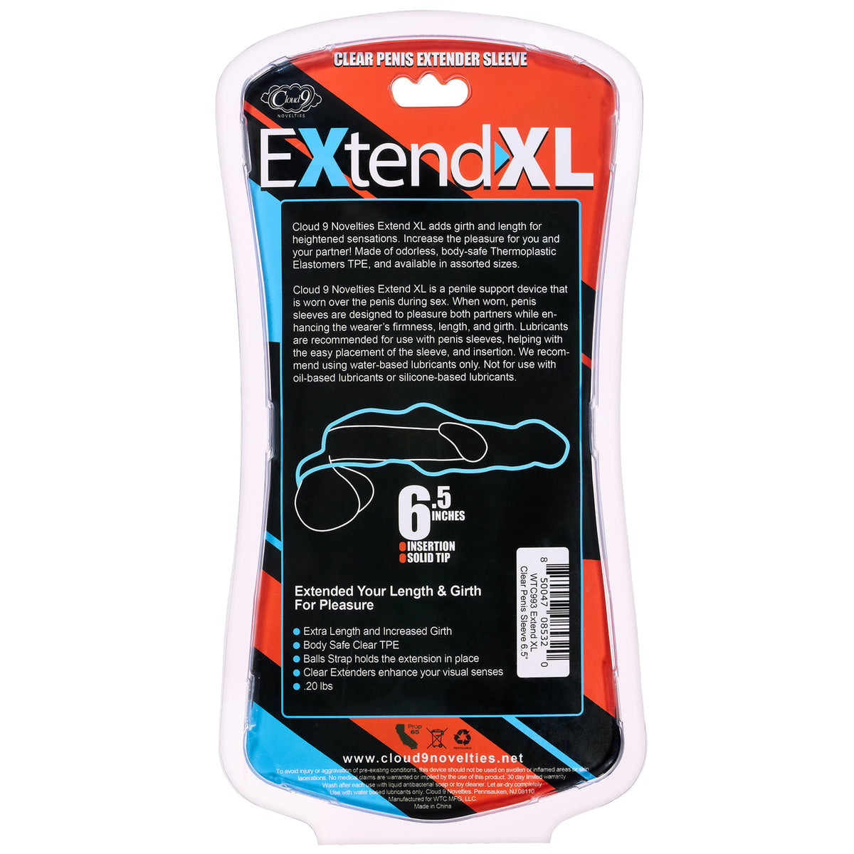 Extend XL Penis Sleeve 6.5&quot; - Clear