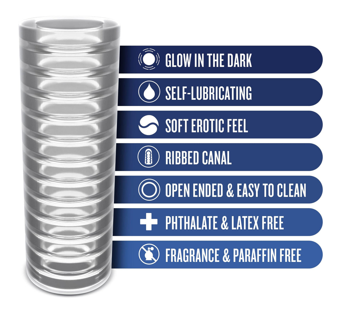 rize ribz glow in the dark self lubricating stroker clear