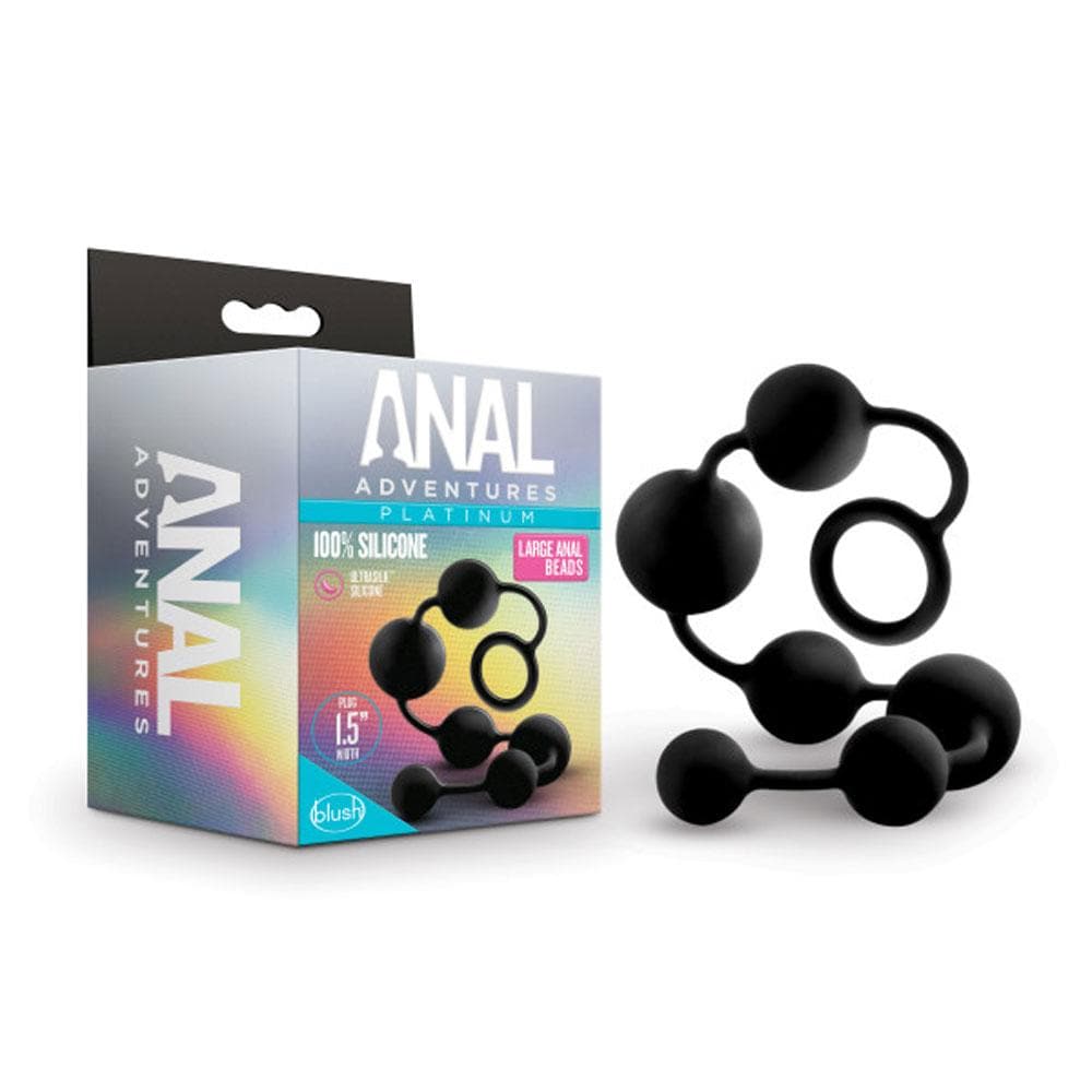 Anal Adventures - Platinum - Silicone Large Anal Beads - Black Default Title