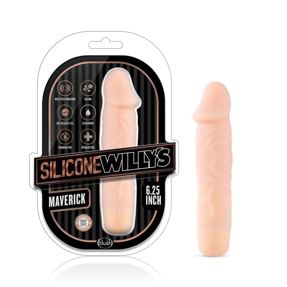 Blush Novelties   silicone willys maverick 6 25 inch vibrating dildo vanilla