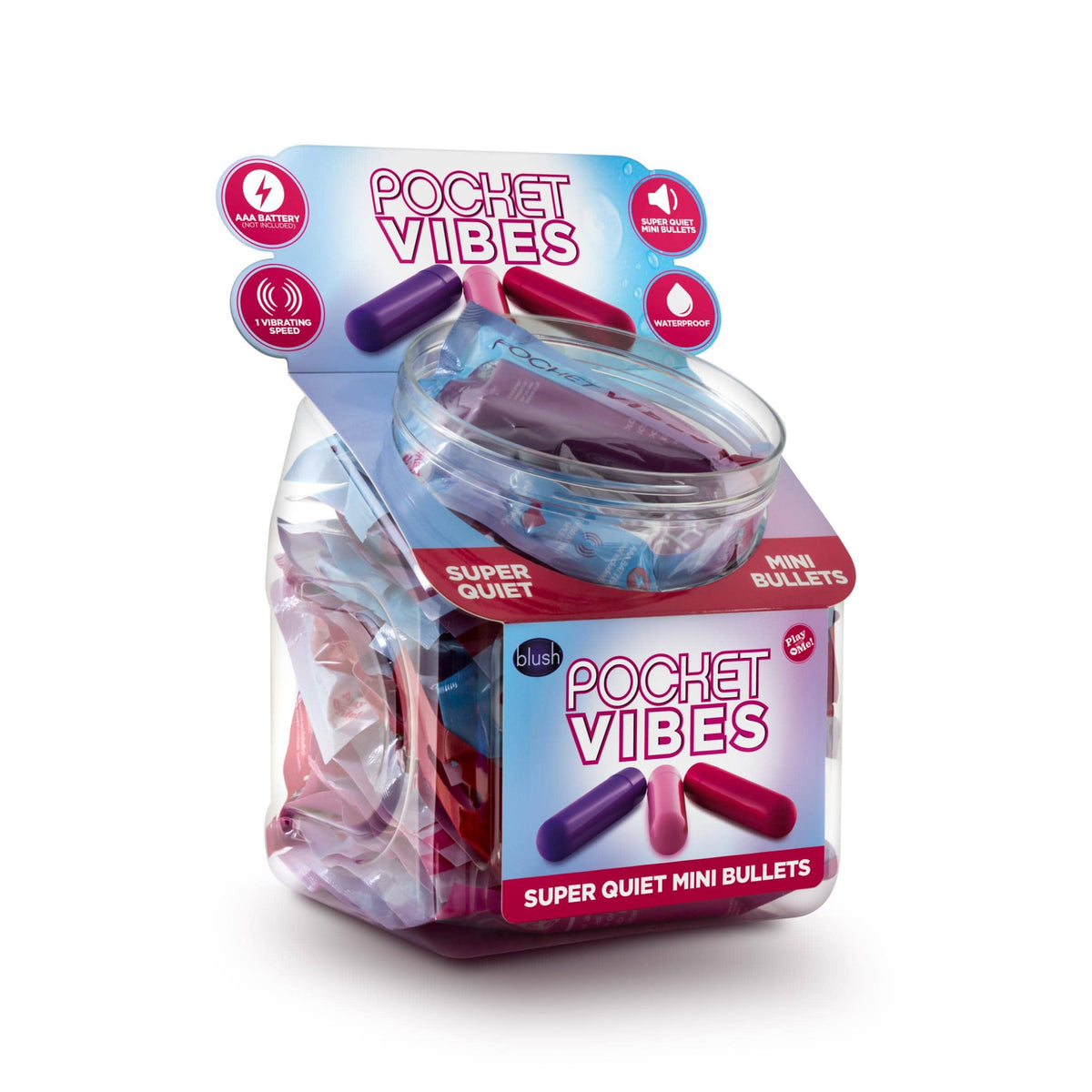 Blush Novelties   play with me pocket vibes fish bowl 36 pieces