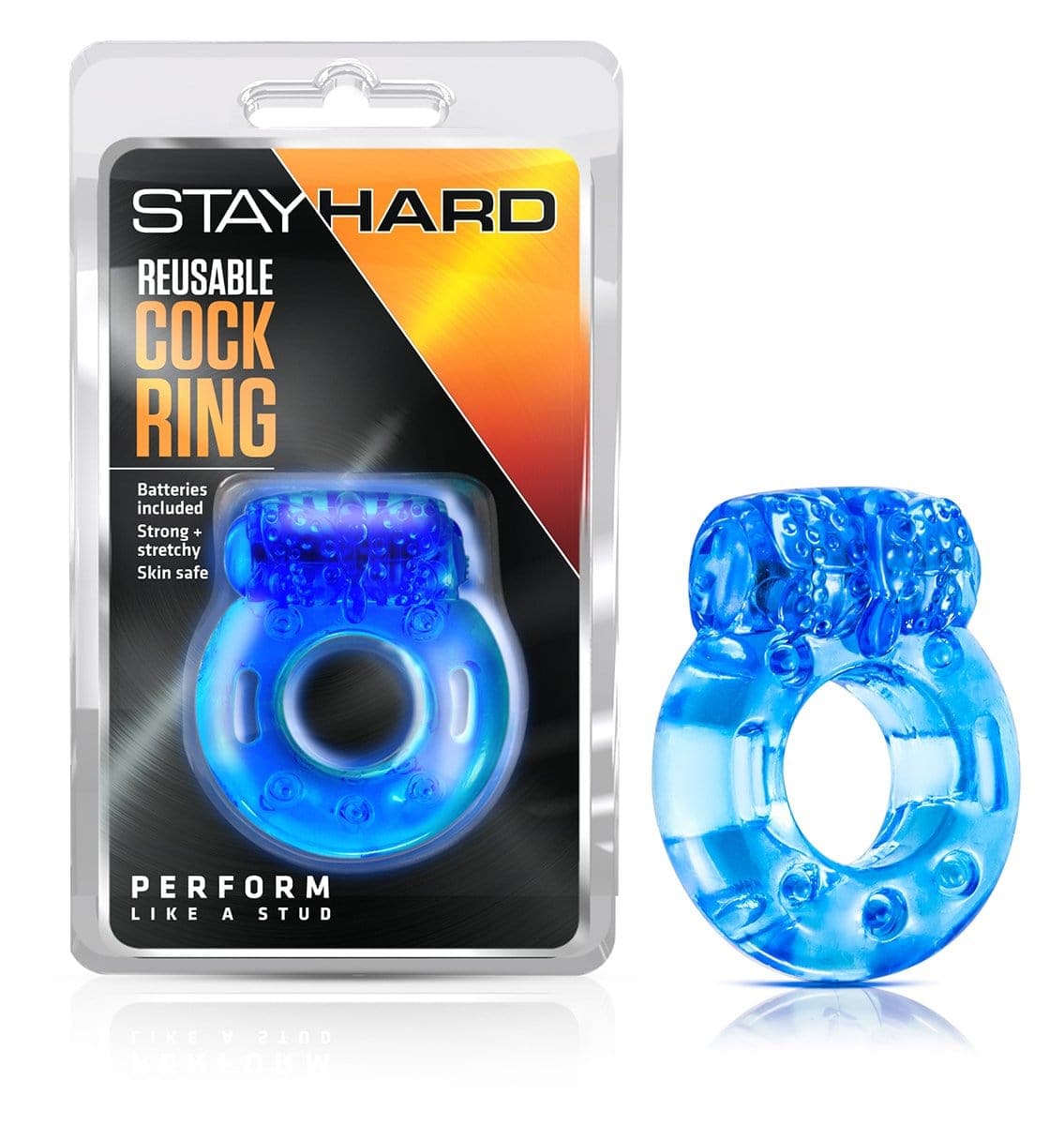 Blush Novelties   stay hard reusable cock ring blue