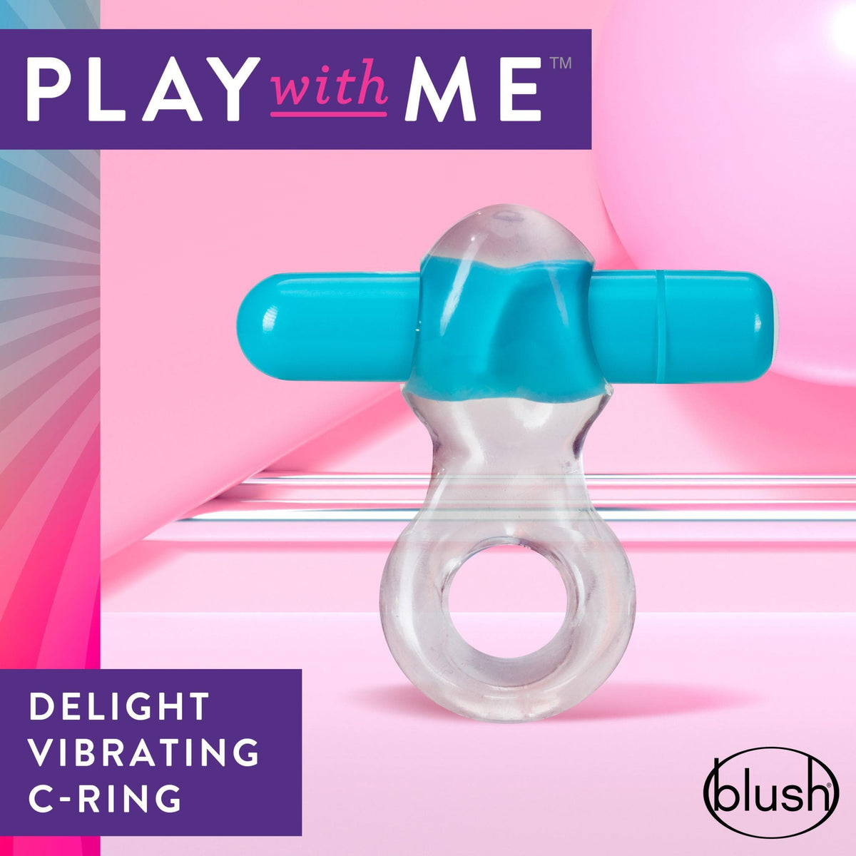 Cockring W/Clit Stimulator - Play With Me Delight Vibrating C-Ring - Blue - Blush Novelties Default Title