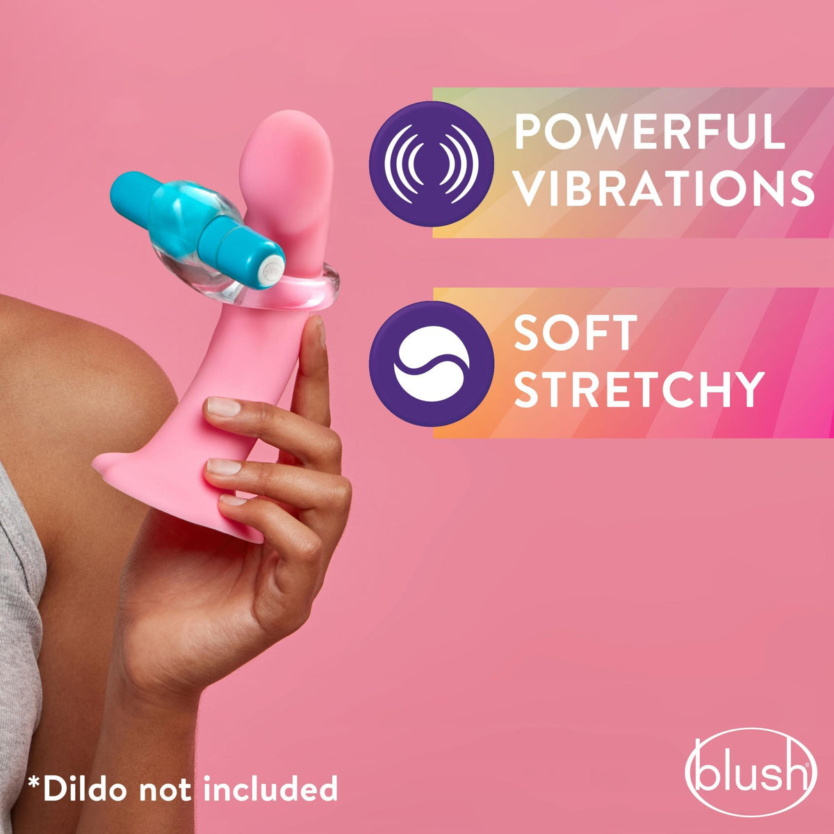 Cockring W/Clit Stimulator - Play With Me Delight Vibrating C-Ring - Blue - Blush Novelties