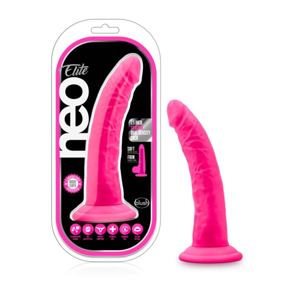 Neo Elite - 7.5 Inch Silicone Dual Density Cock - Neon Pink Default Title