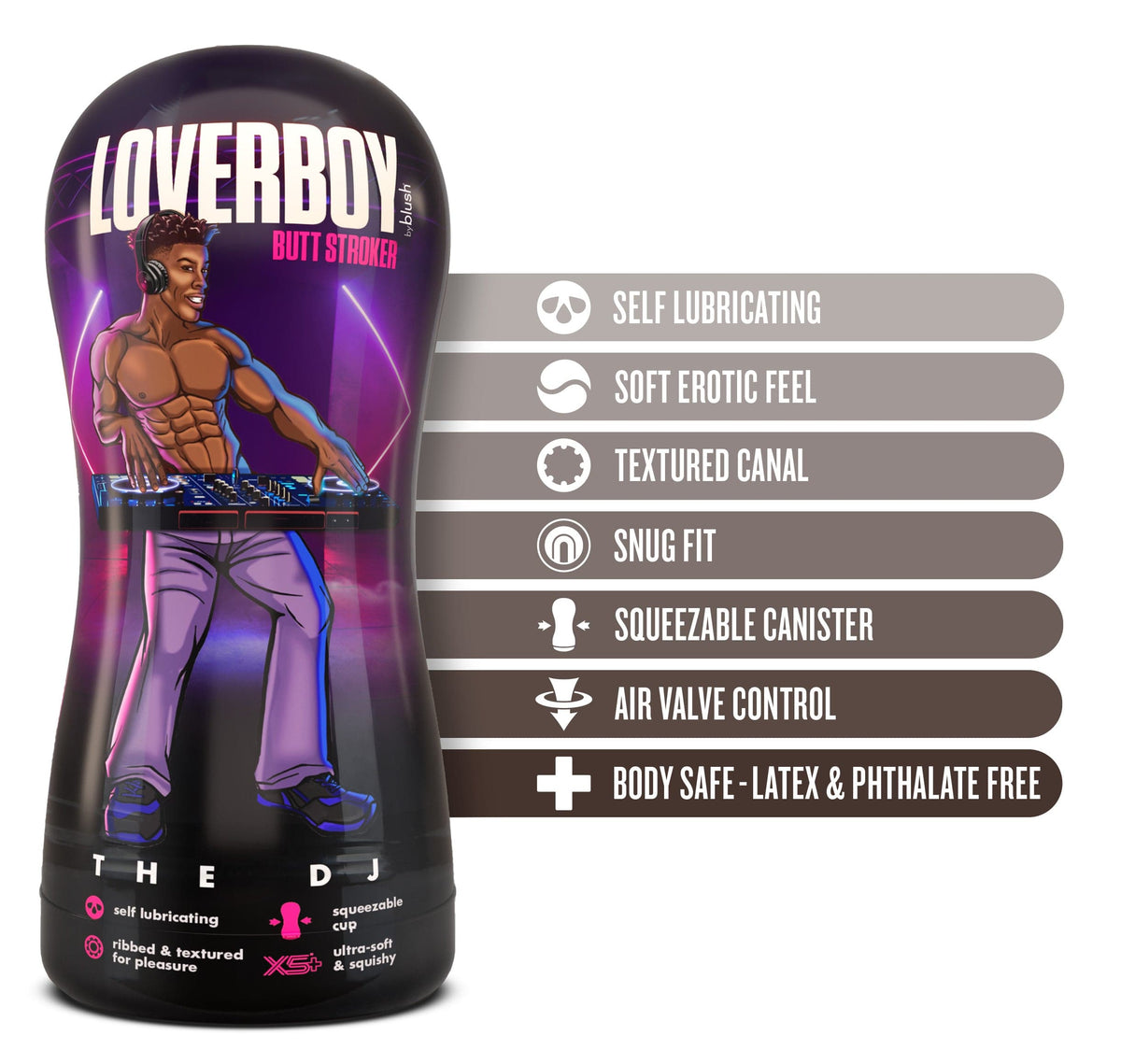 loverboy the dj self lubricating stroker brown