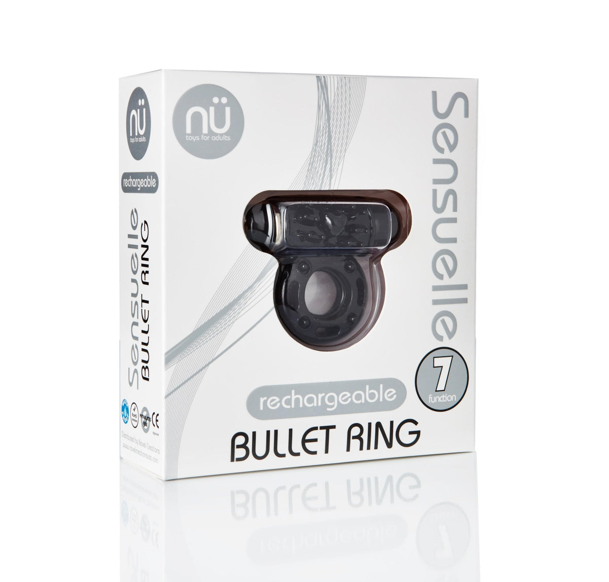 sensuelle 7 function rechargeable bullet ring black