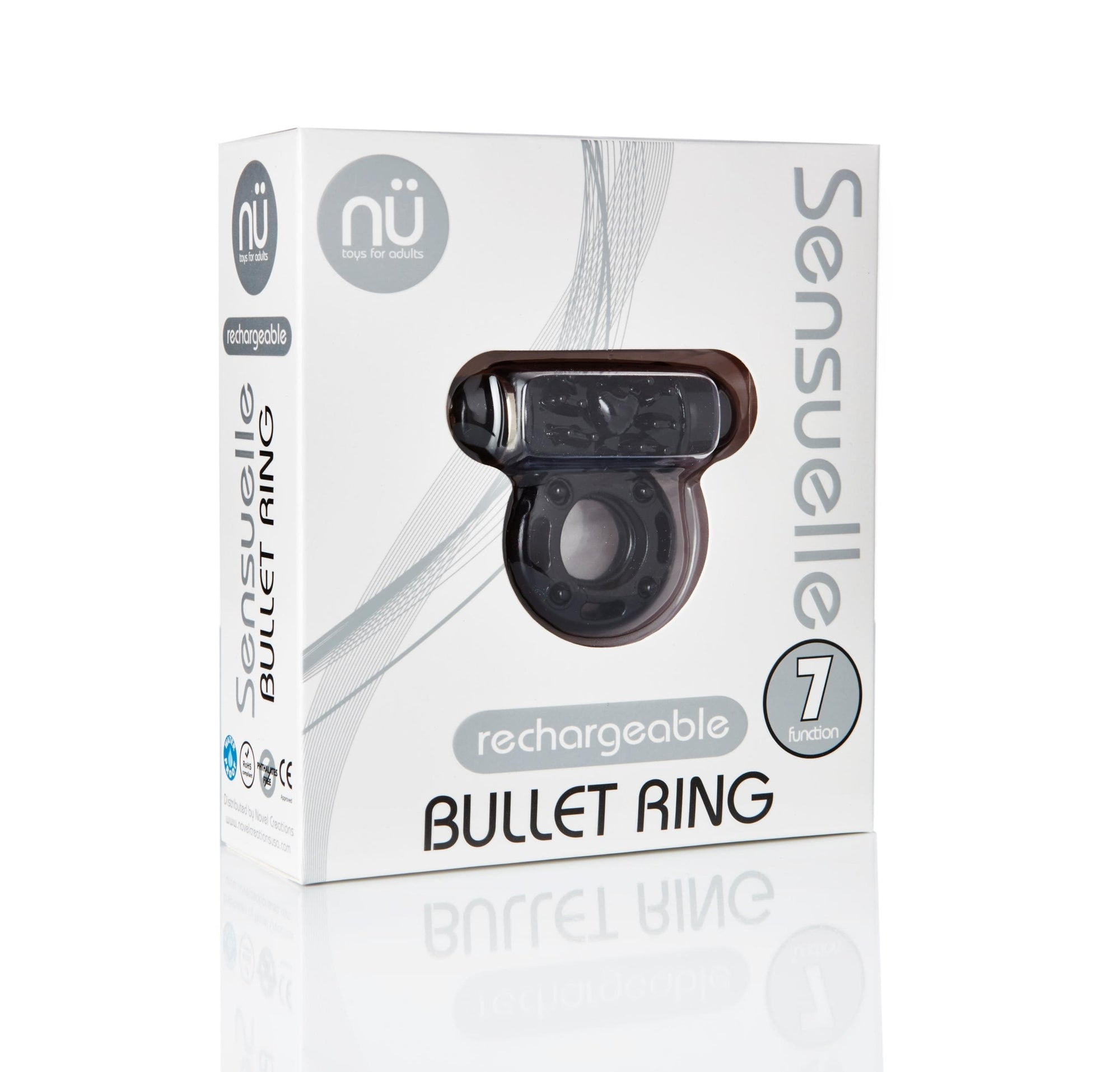 Sensuelle 7 Function Rechargeable Bullet Ring - Black Default Title