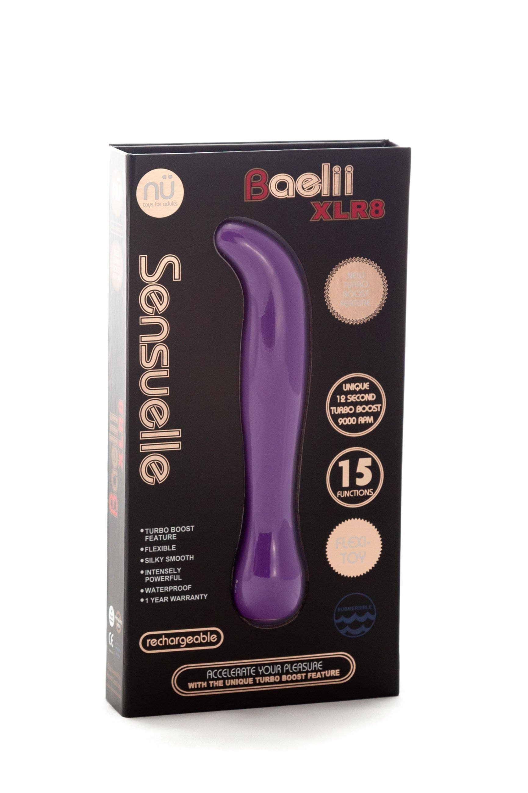 sensuelle baelii xlr8 15 funtion flexi g spot vibe ultra violet