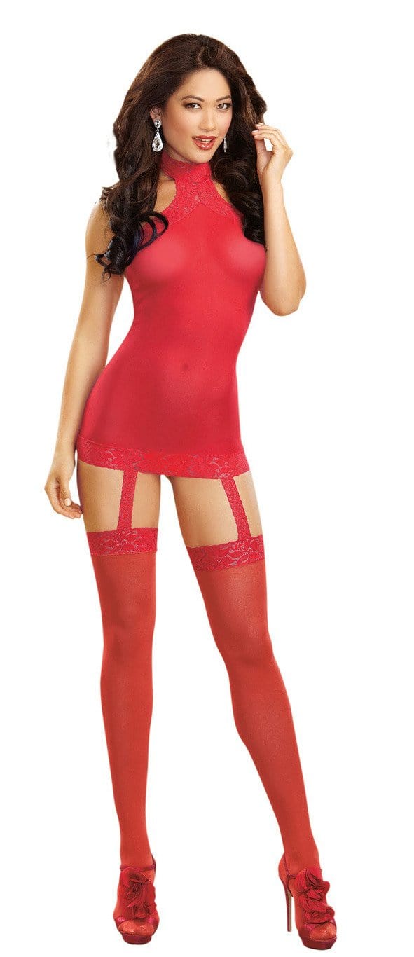 Sheer Garter Dress - One Size - Red Default Title