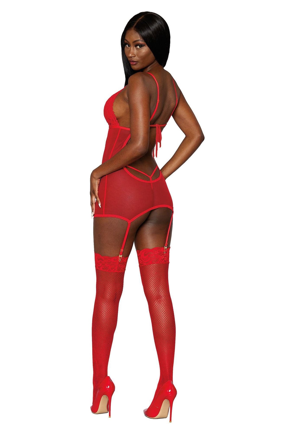 garter slip and g string one size lipstick red 1