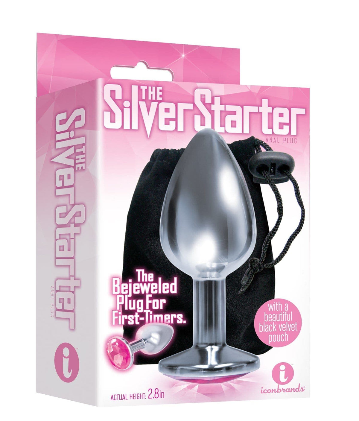 The 9&#39;s the Silver Starter Bejeweled Stainless Steel Plug - Pink Default Title