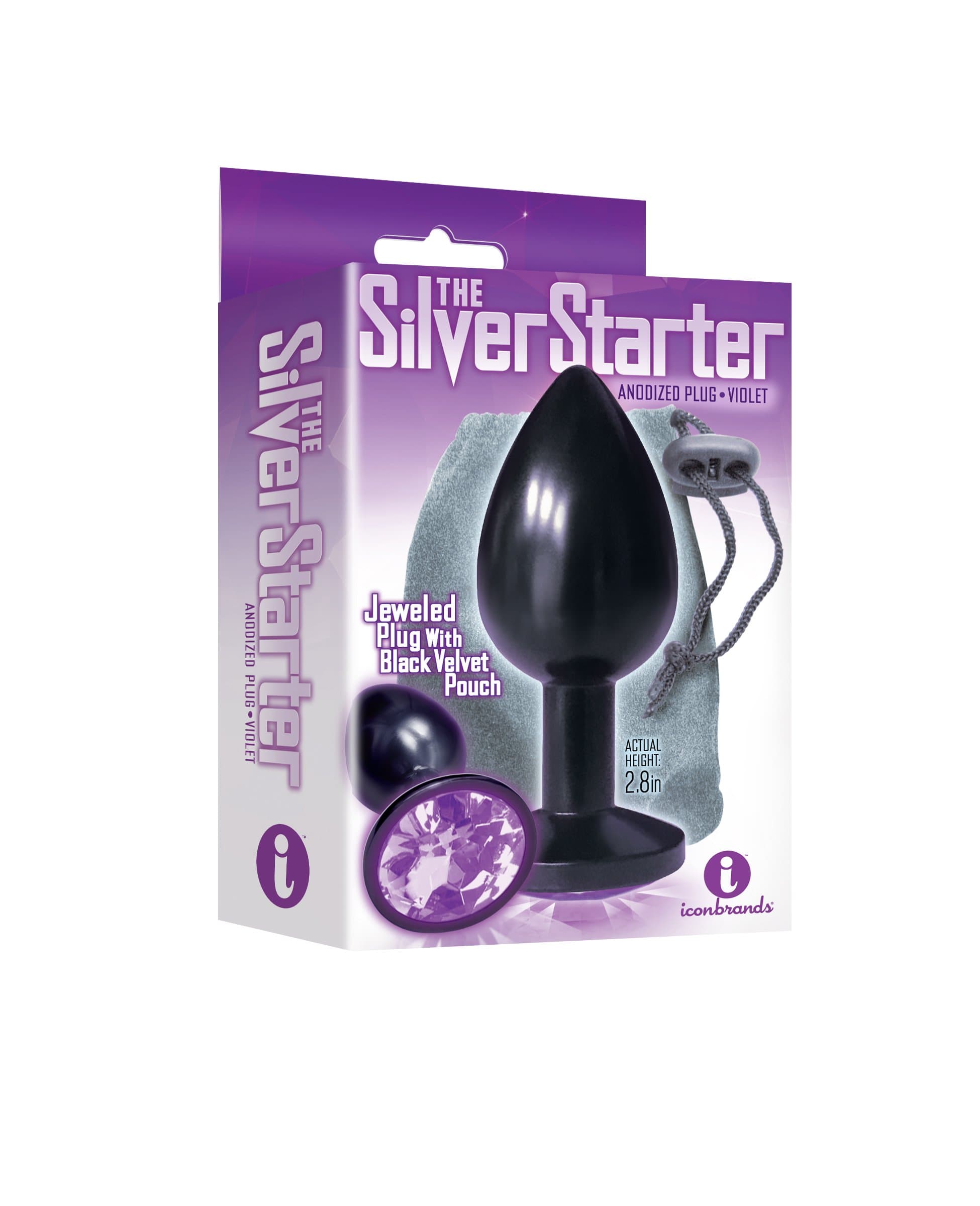 The 9's the Silver Starter Anodized Bejeweled Stainless Steel Plug - Violet