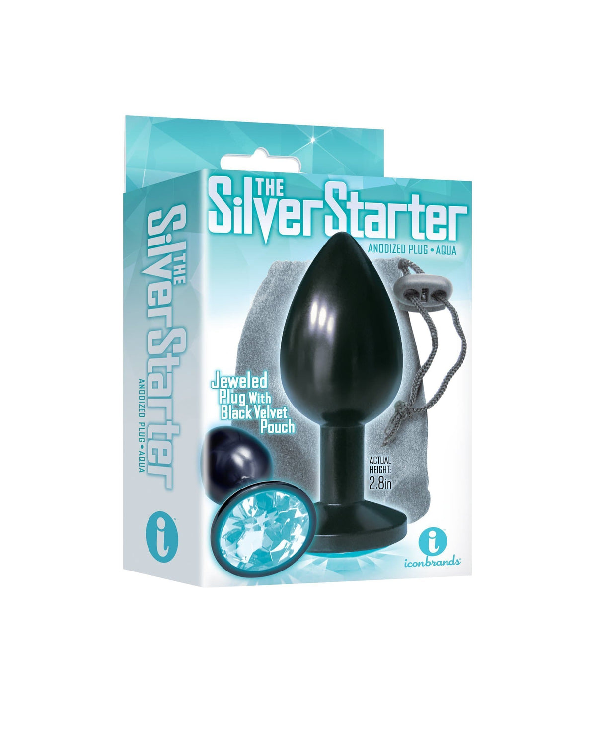 The 9&#39;s the Silver Starter Anodized Bejeweled Stainless Steel Plug - Aqua Default Title