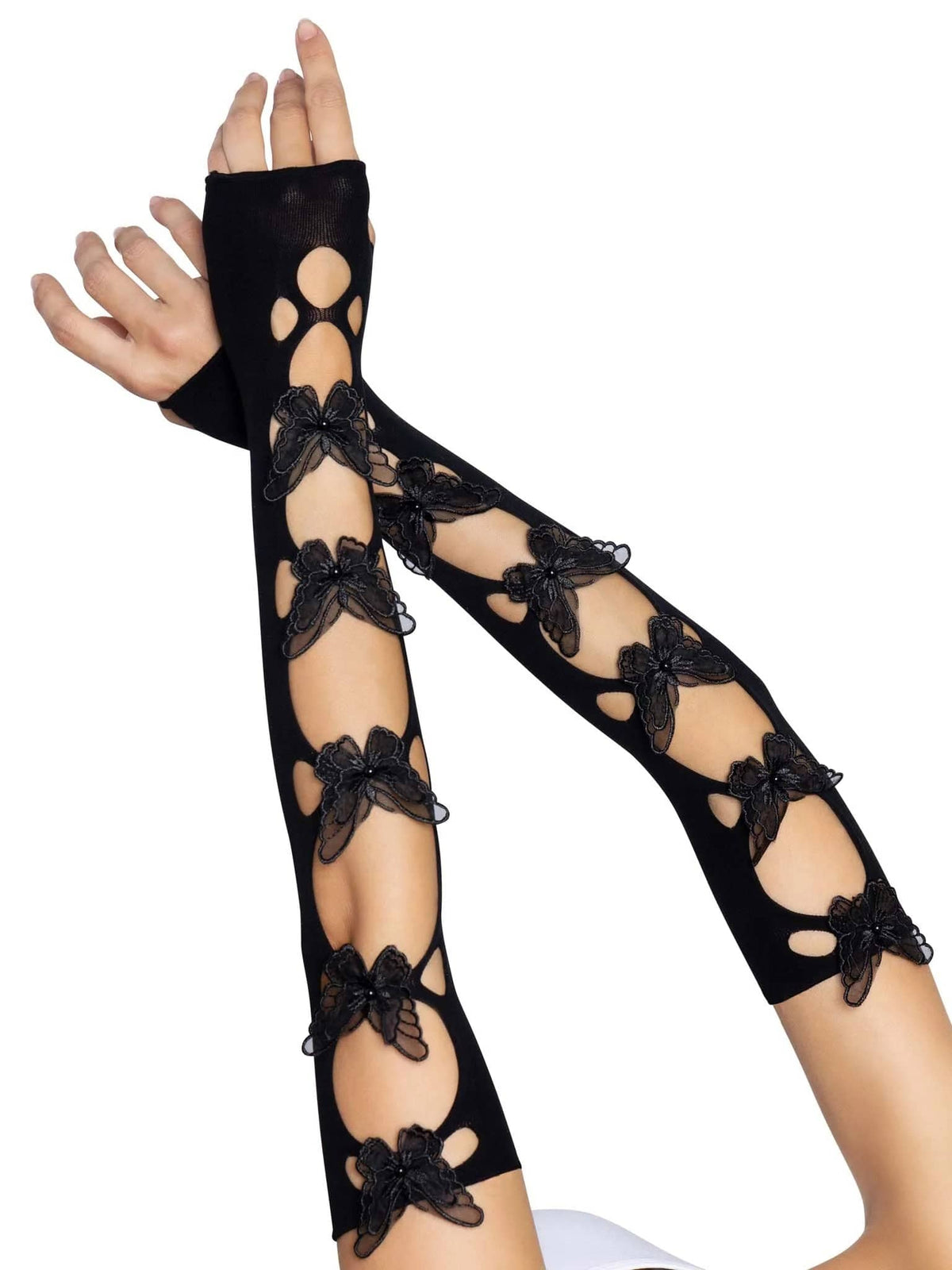 Butterfly Cut Out Arm Warmers - One Size - Black Default Title