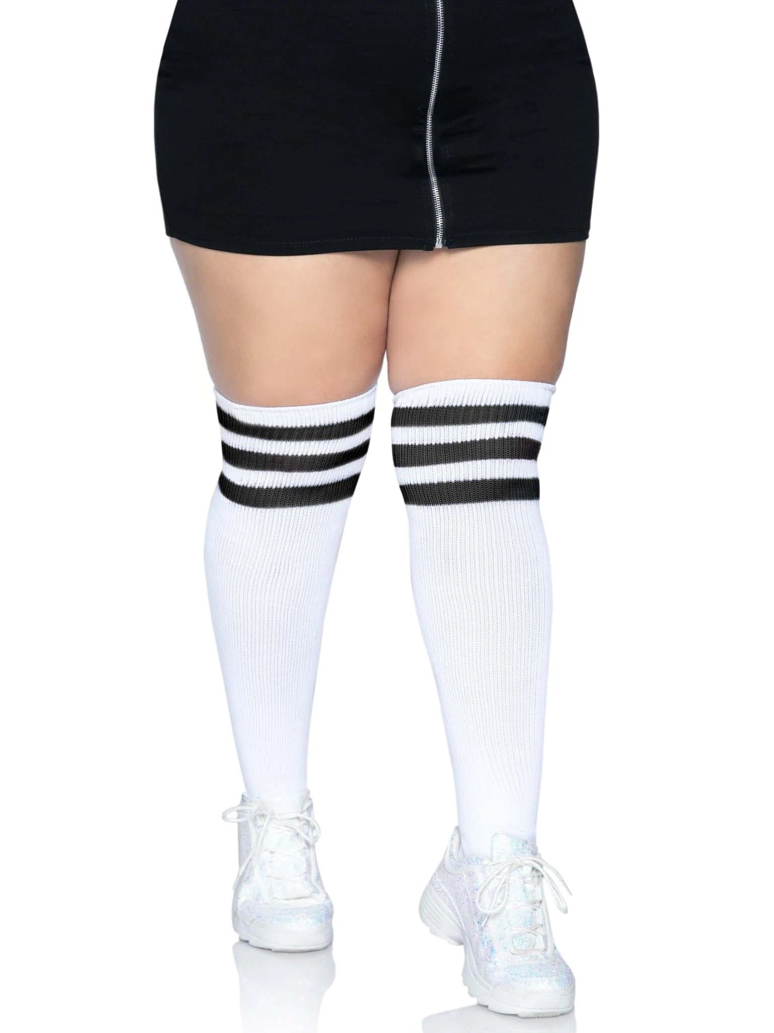 Over the Knee Athletic Socks - 1x-2x - White-black Default Title