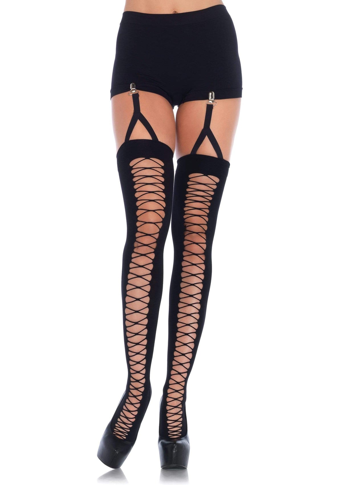 Lace Up Illusion Thigh Highs - One Size Default Title