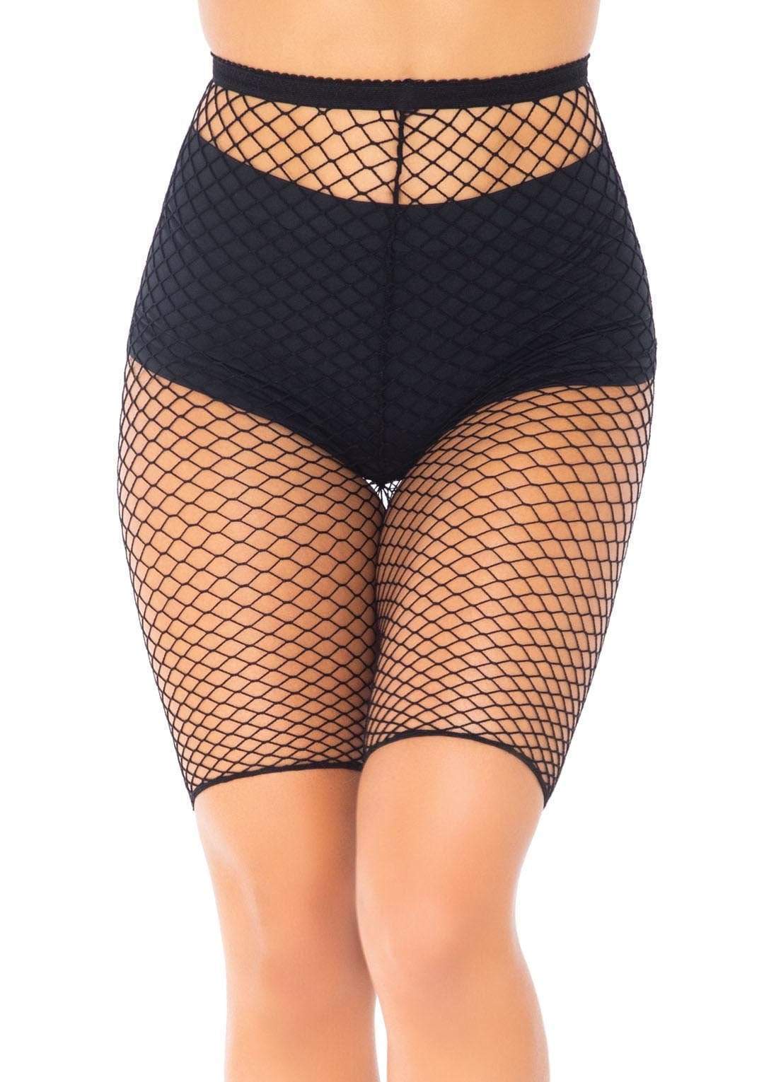 industrial fishnet biker shorts one size black