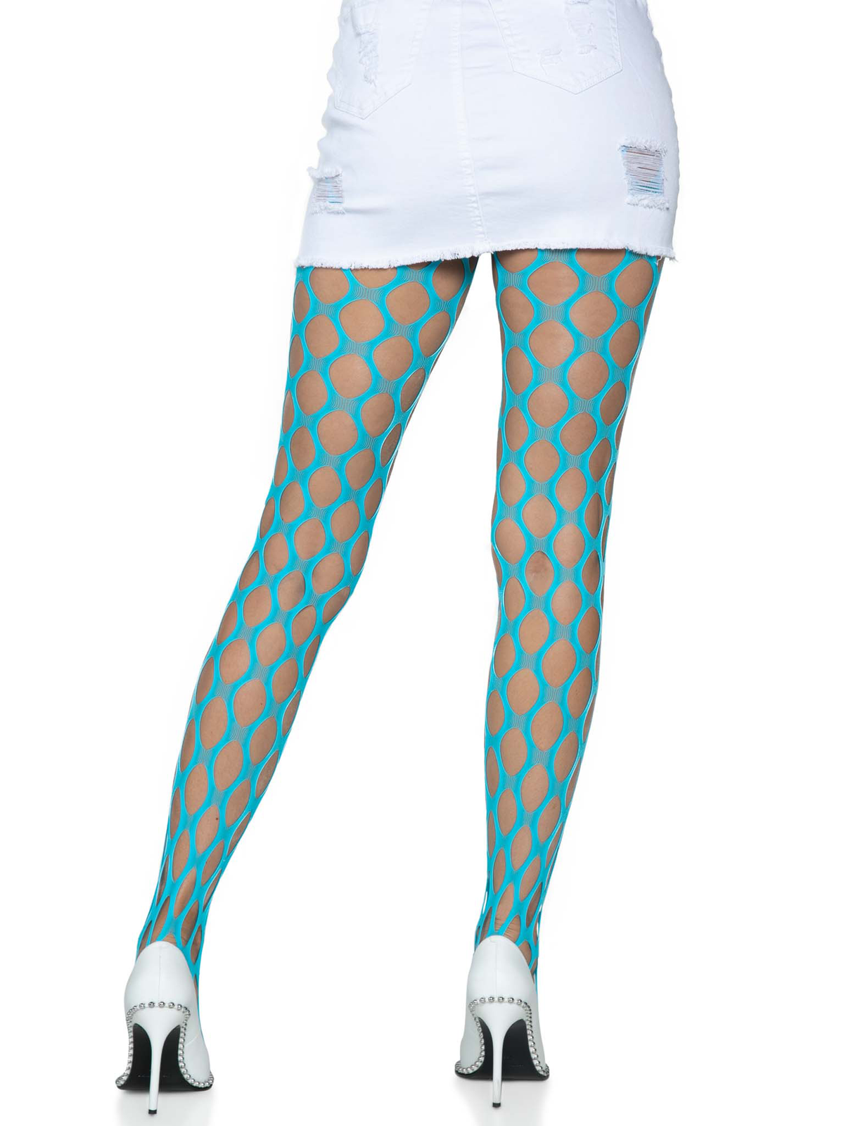 Jumbo Pothole Net Tights - Neon Blue - One Size Blue - One Size