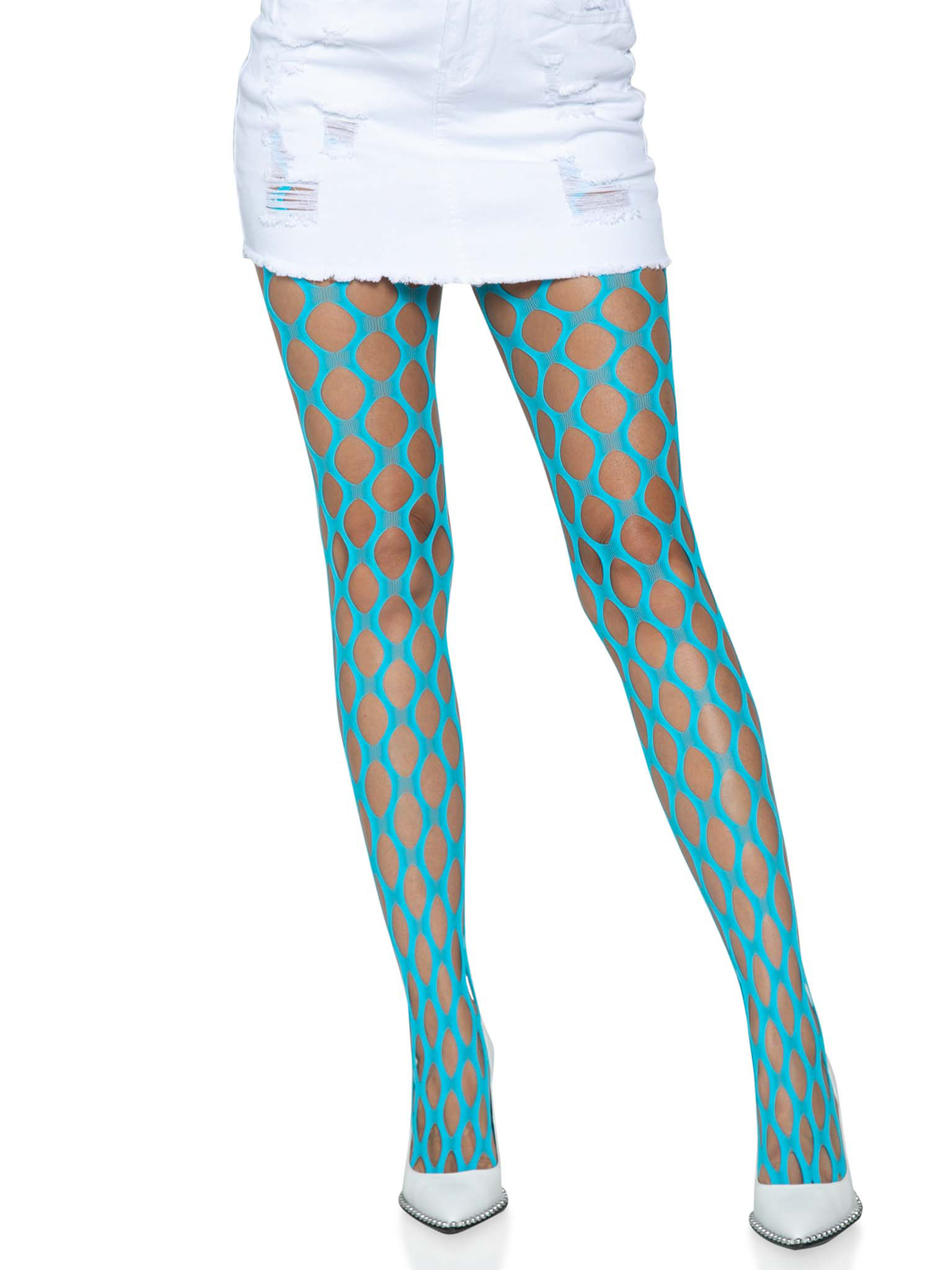 Jumbo Pothole Net Tights - Neon Blue - One Size Blue - One Size