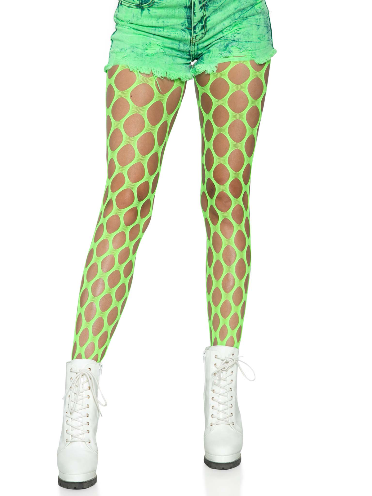 jumbo pothole net tights neon green one size green one size