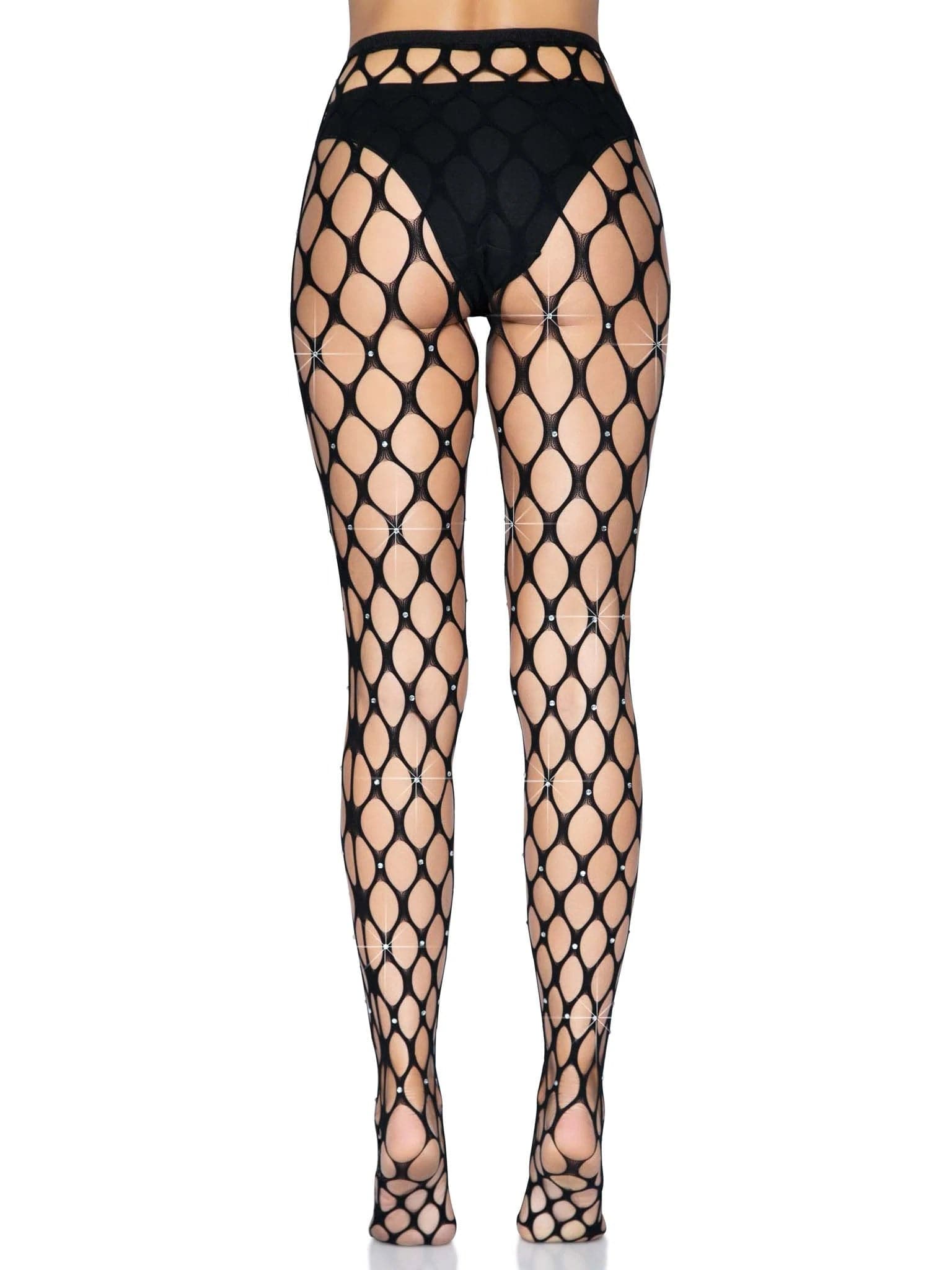 Rhinestone Pothole Net Tights - One Size - Black Default Title